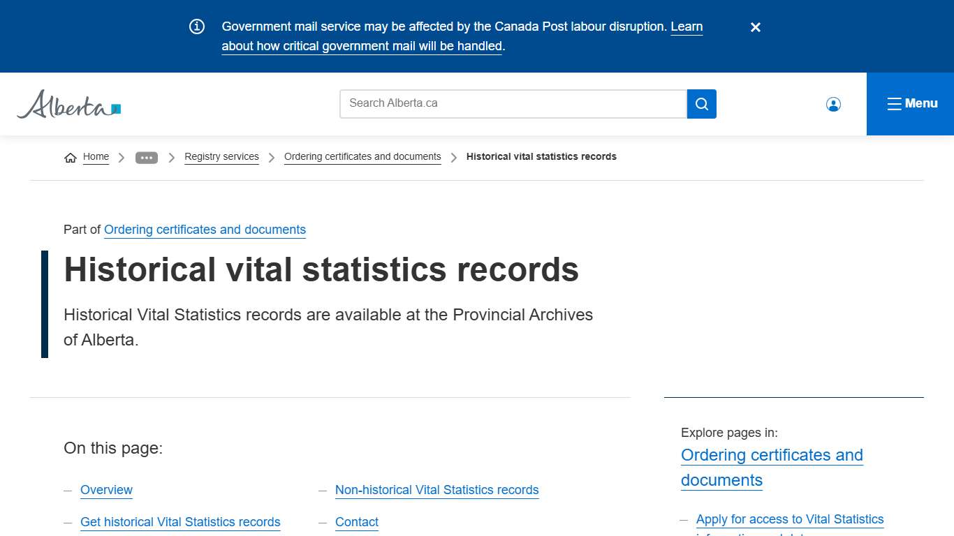 Historical vital statistics records | Alberta.ca